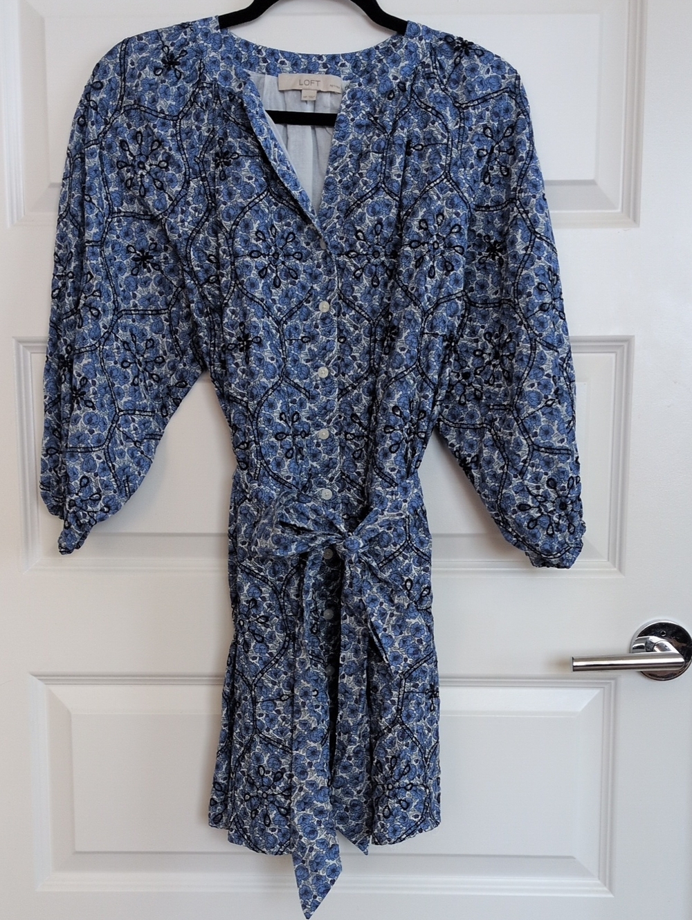 LOFT Eyelet Shirt Dress With Embroidery Details